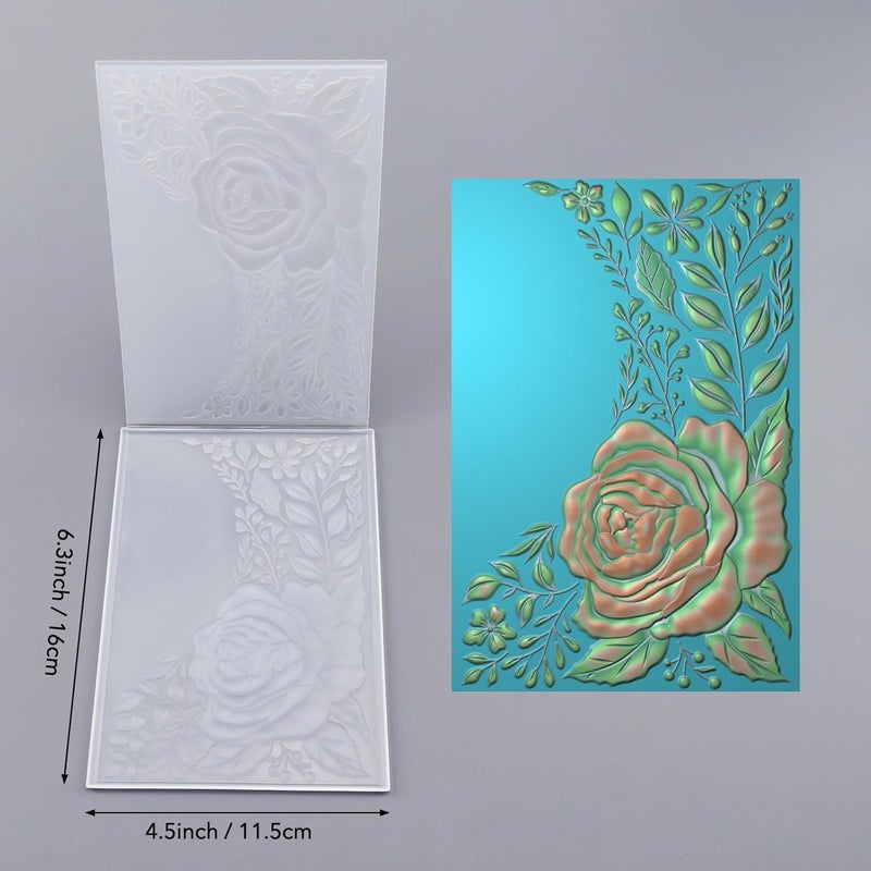 BAOFALI 3D Embossing Folder for Card Making, Rose Clear Plastic Texture Fades Embossing Folder Template for Scrapbooking and Other Paper Craft Album Stamps DIY Decoration - Image 2